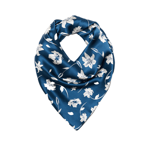 Lilysilk Double-Layered Print Scarf in lily on navy blue