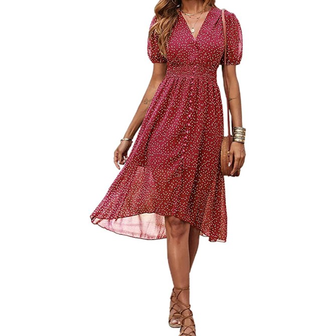 PRETTYGARDEN Women's Floral Wrap V-Neck Midi Dress