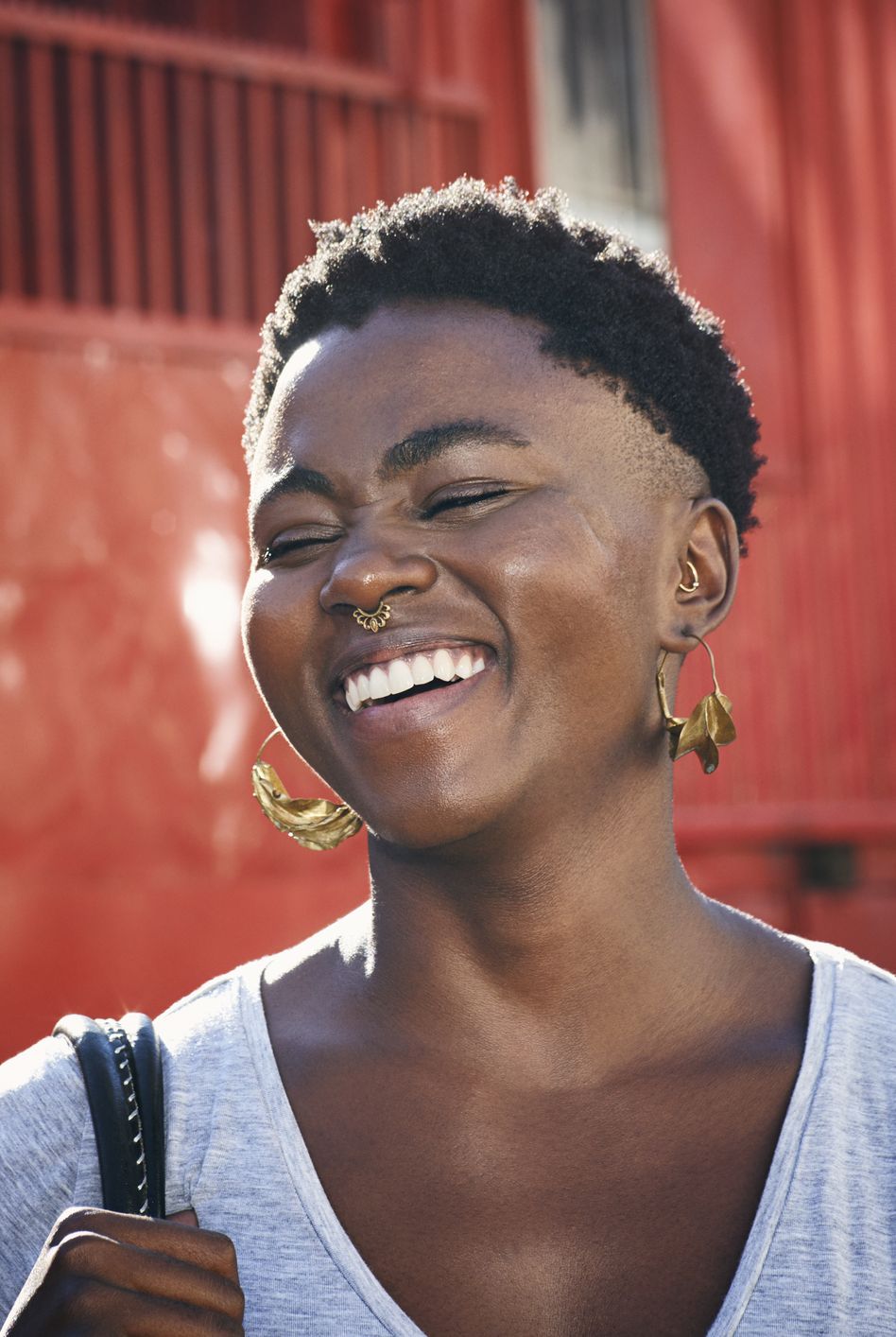 Portrait of young woman laughing