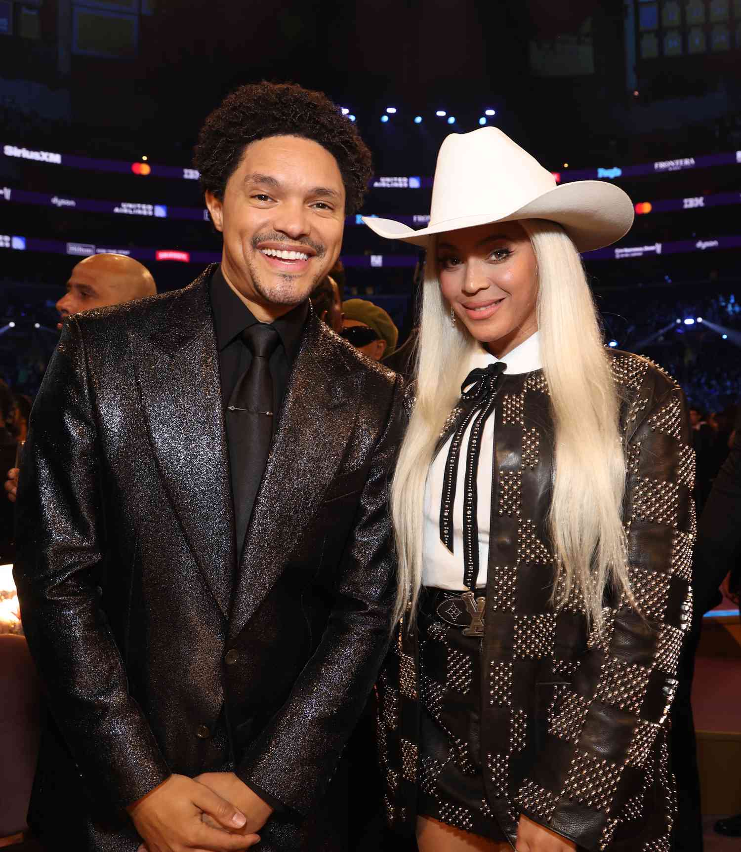 Beyonce and Trevor Noah at the Grammy Award show