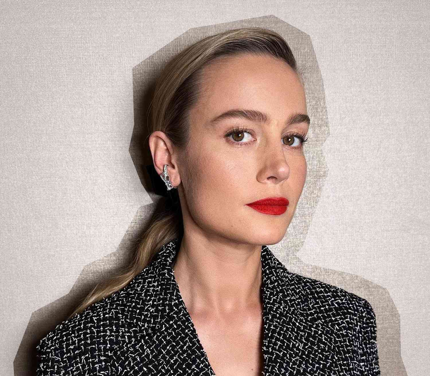 Brie Larson wearing red lipstick