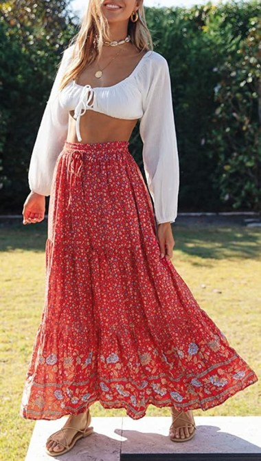 Zesica Bohemian Floral Maxi Skirt Amazon