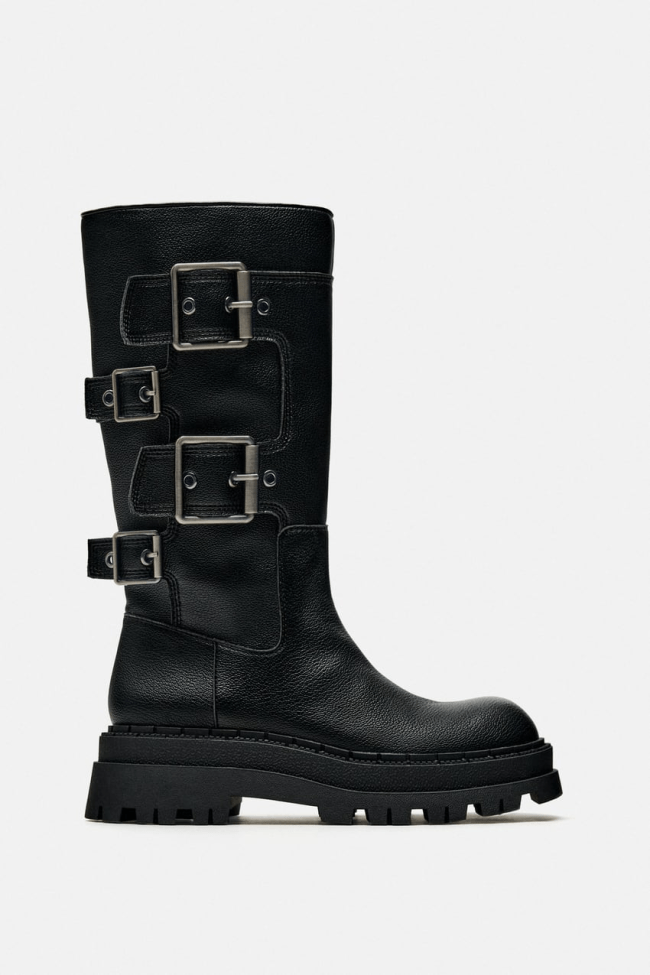 Zara Buckled Lug Sole Ankle Boots