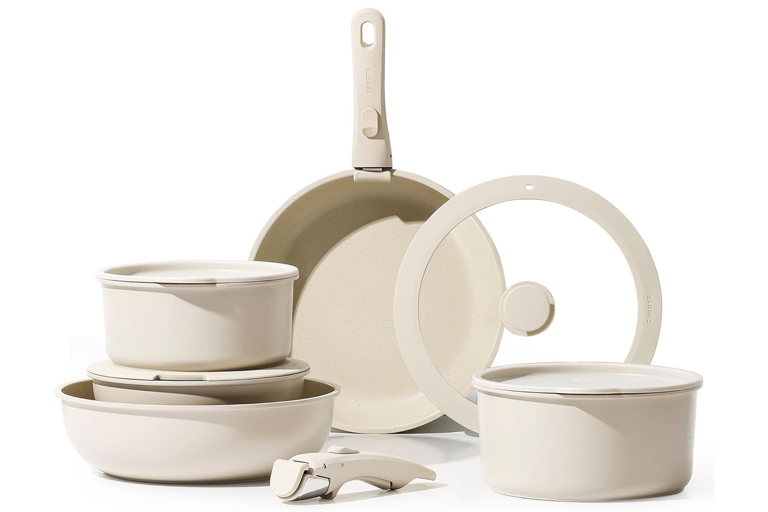 CAROTE 11pcs Pots and Pans Set Greige Beige