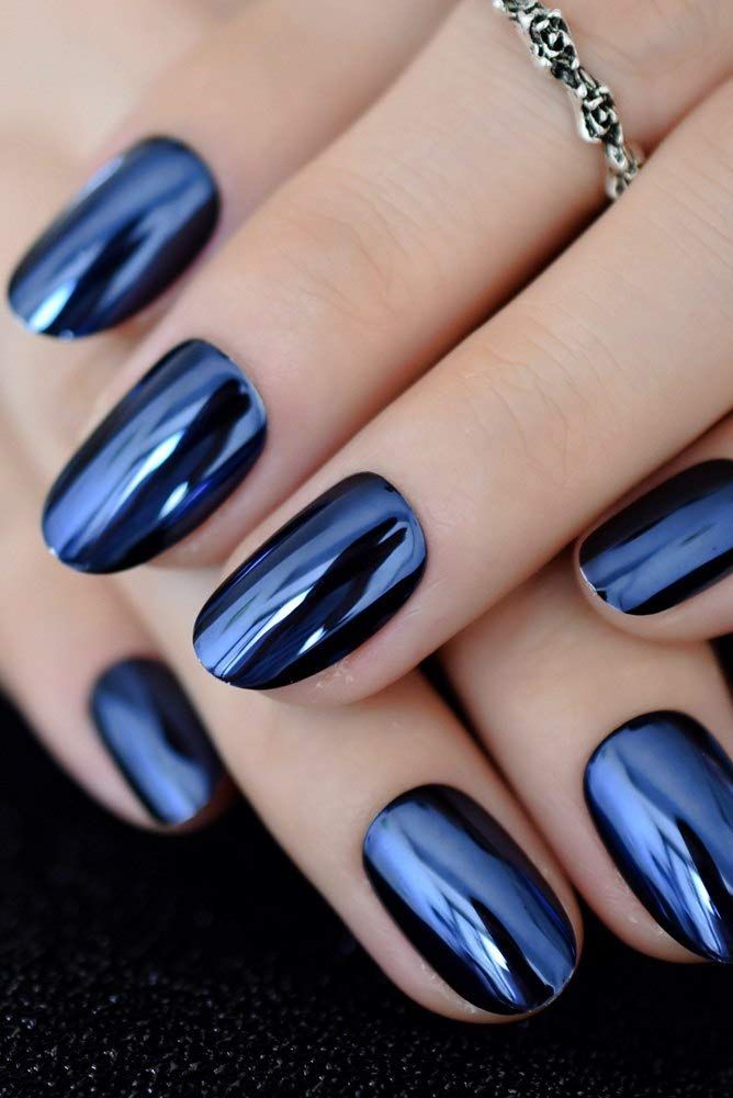 Blue Chrome Press-on Nails