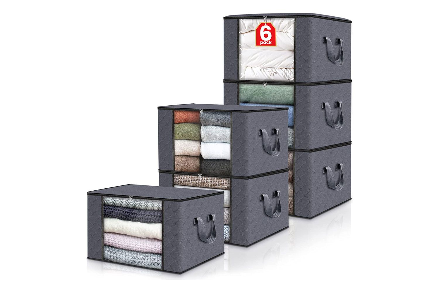 Amazon Fab totes 6 Pack Clothes Storage, Foldable Blanket Storage Bags,