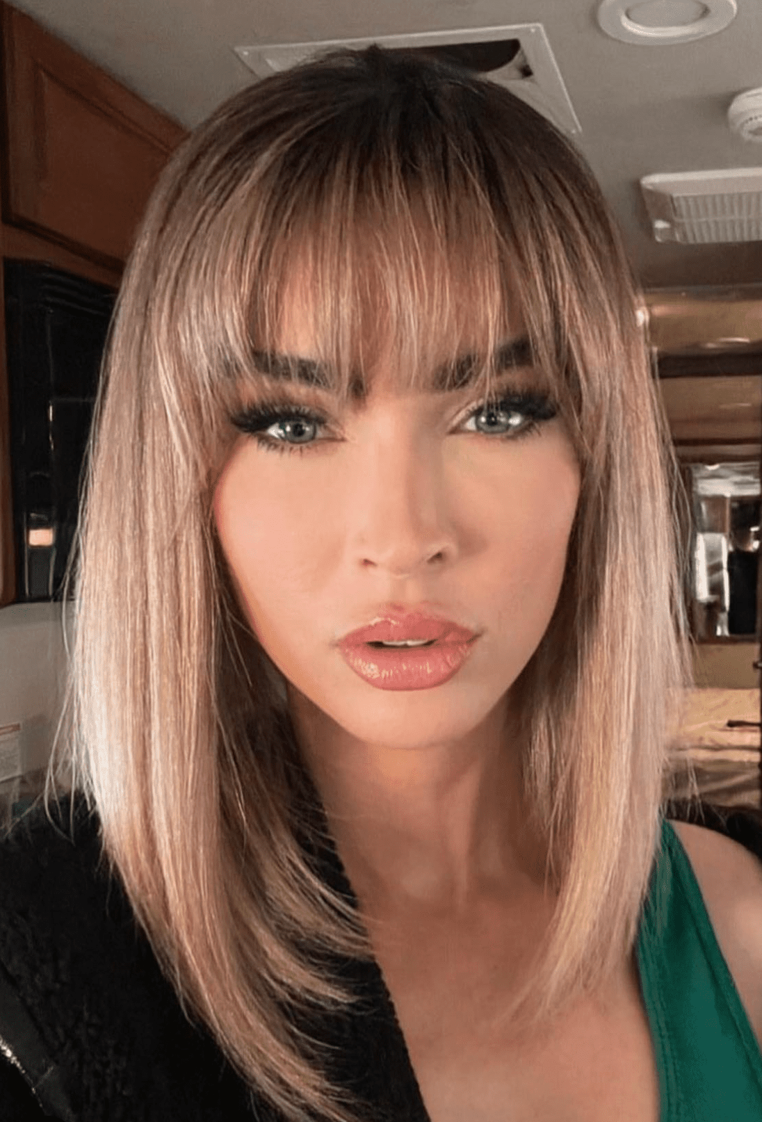 Megan Fox wears an a-line bob with fringe in Bulgaria