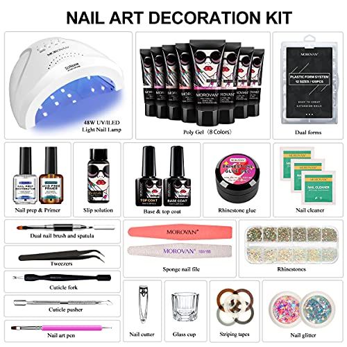 Polygel Nail Kit Builder Gel with LED Nail Lamp 