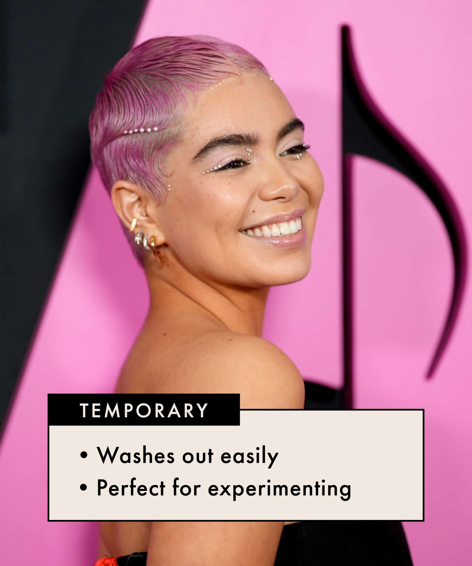 Auli'i Cravalho with temorary bright pink hair