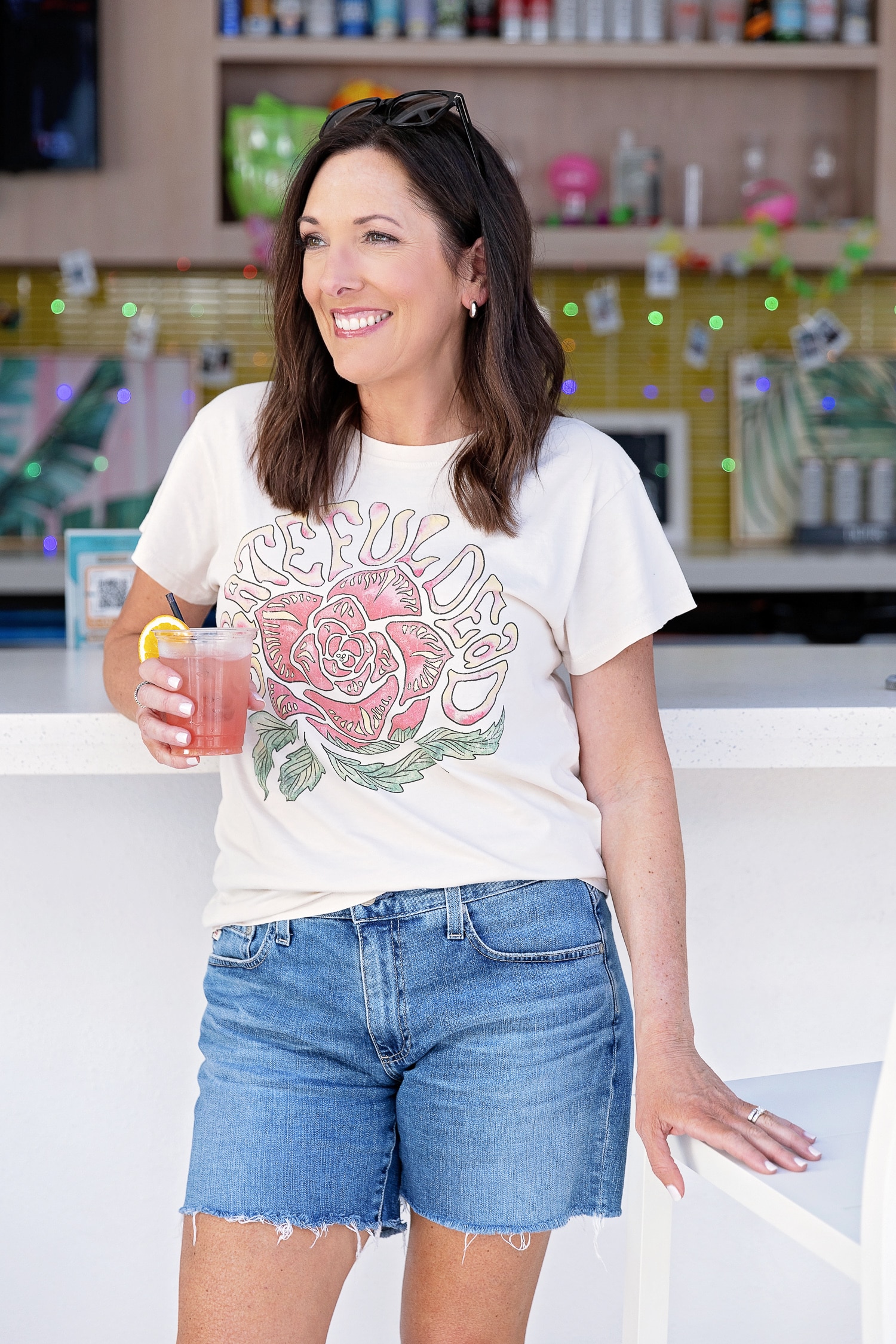 Grateful Dead Watercolor Tee + AG Becke Denim Shorts