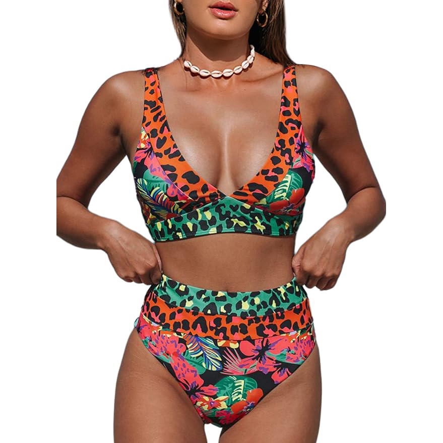 Hilinker Women's Leopard Bikini Swimsuit