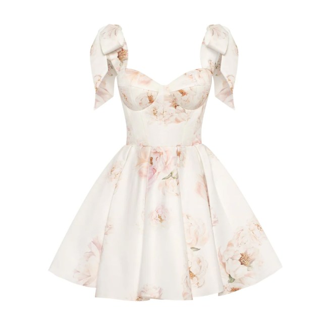 Milla Bridal Shower Dresses: Splendor Pink Peony Mini Dress On Straps, Garden of Eden