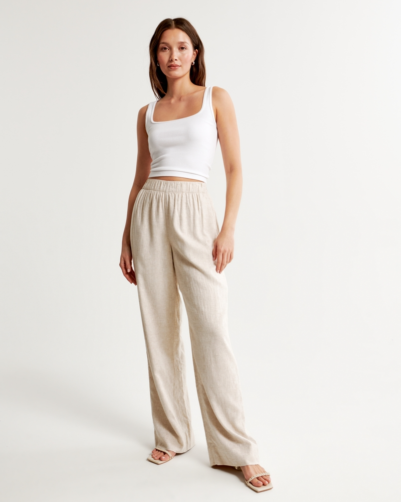 Abercrombie & Fitch Linen-Blend Pull-On Pant