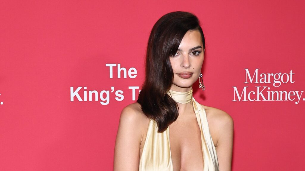 Emrata’s Deep Neckline Goes All the Way Down Her Stomach