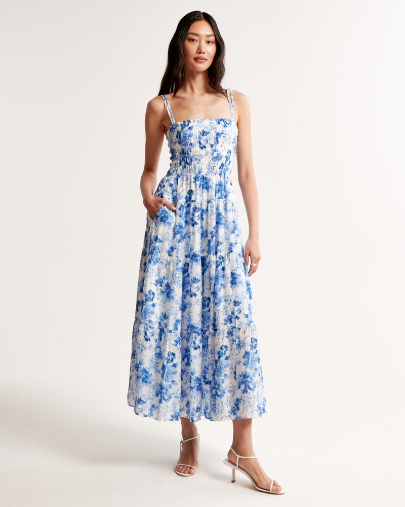 Abercrombie & Fitch Smocked Bodice Maxi Dress