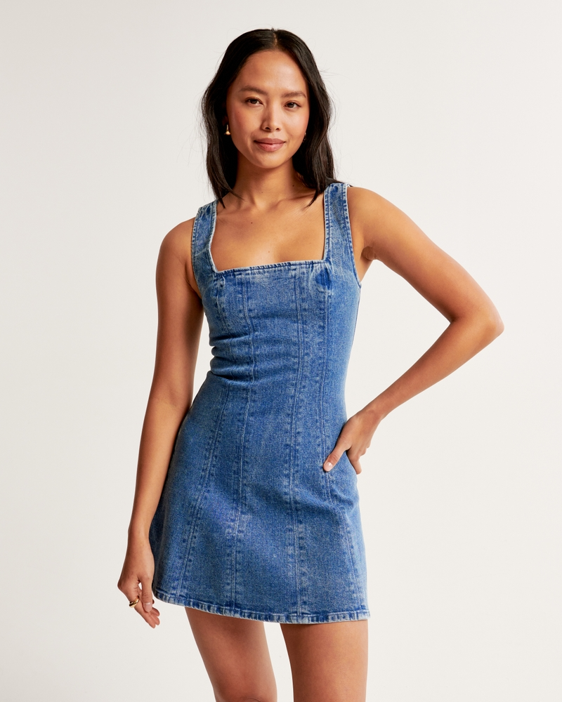 Abercrombie & Fitch Denim A-Line Mini Dress