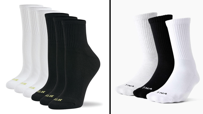 Left: Hue Crew Socks; Right: Aritzia Tna Socks.