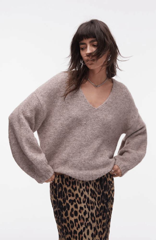 Topshop Oversize V-Neck Sweater