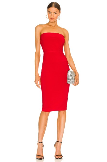 Norma Kamali x Revolve Strapless Dress to Knee Dress