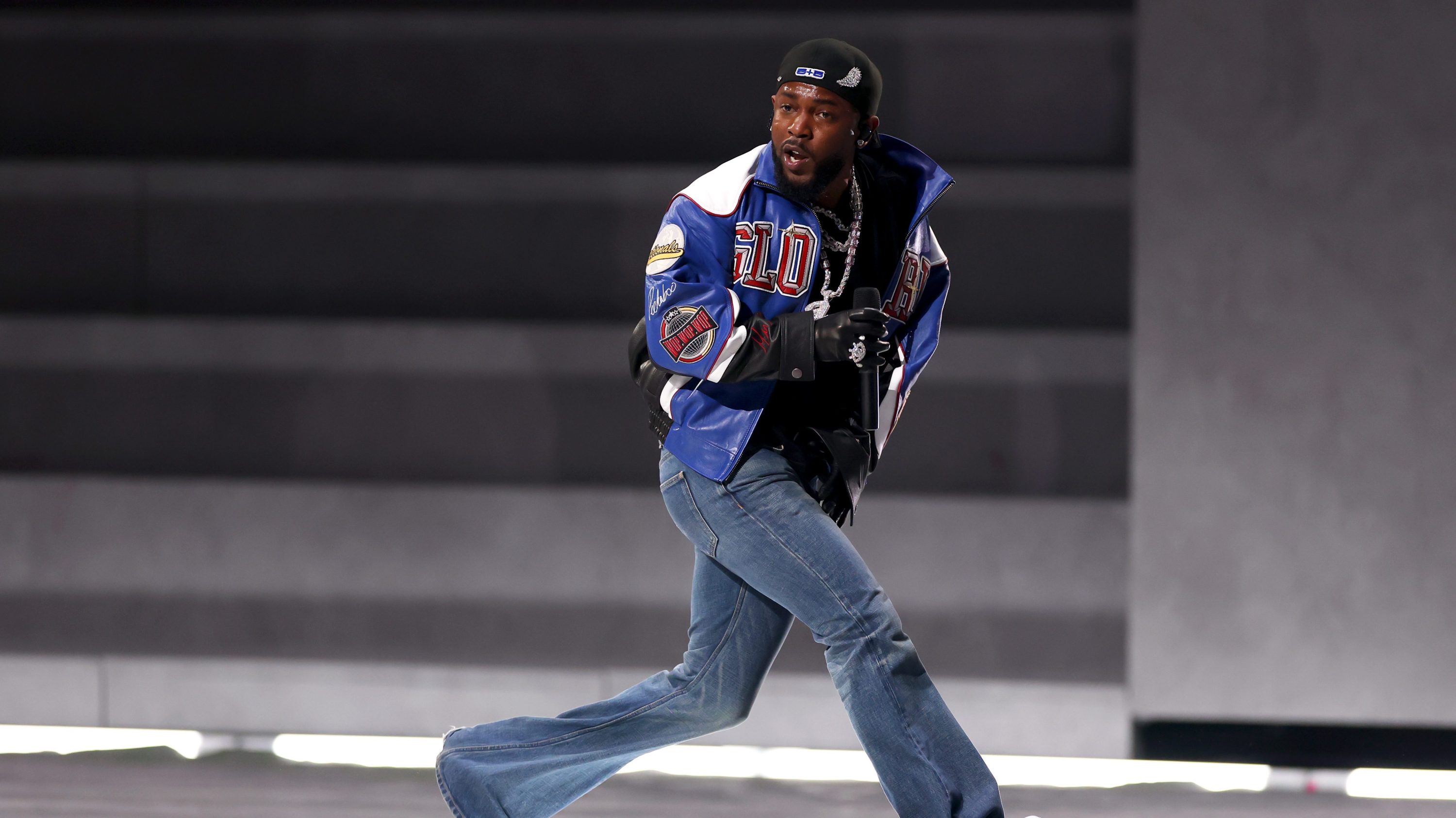 Kendrick Lamar performs onstage during Apple Music Super Bowl LIX Halftime Show at Caesars Superdome on February 09, 2025 in New Orleans, Louisiana.