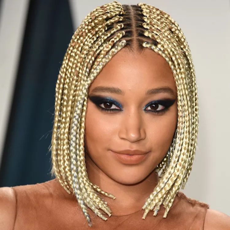 Amandla Stenberg with a braided bob hairstyle