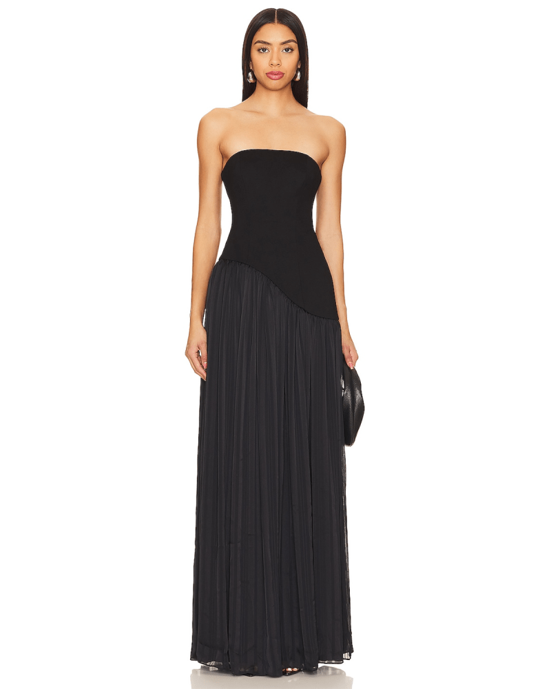 Lovers and Friends Alice Strapless Gown in Black colorway