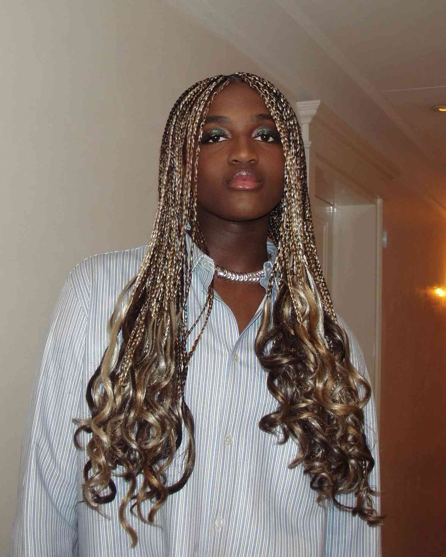 Zaya Wade with long braids curled at the ends