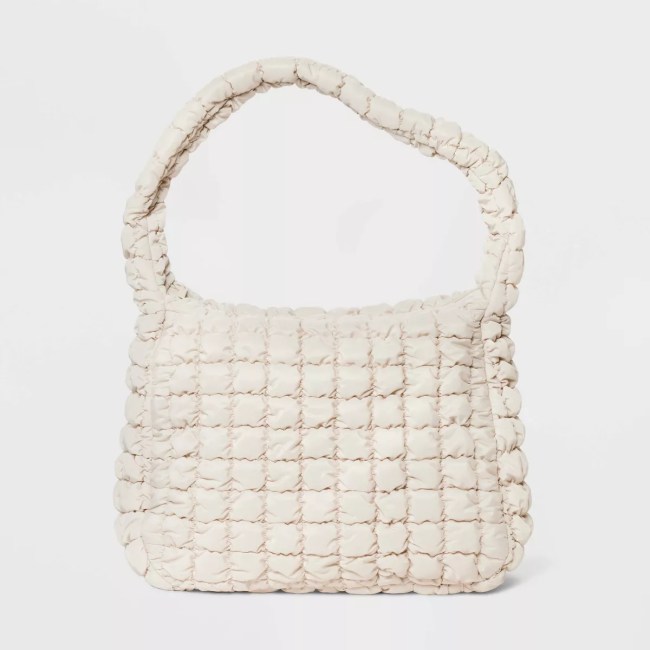 White quilted hobo bag