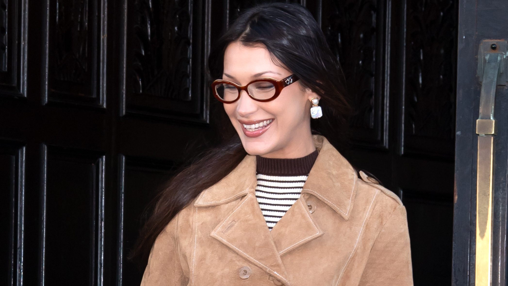 Bella Hadid is seen leaving her hotel on December 12, 2024 in New York, New York.