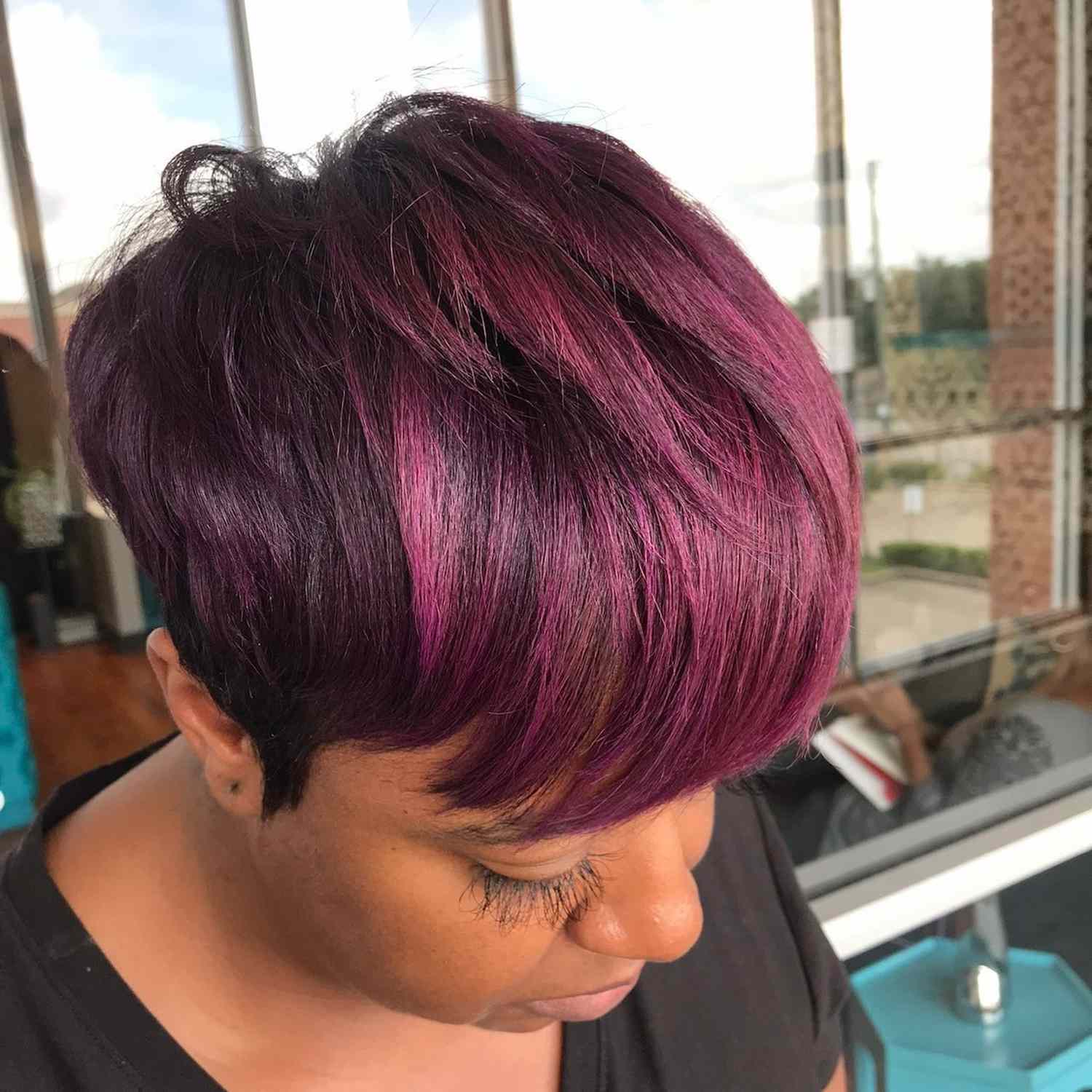 maroon short cut 