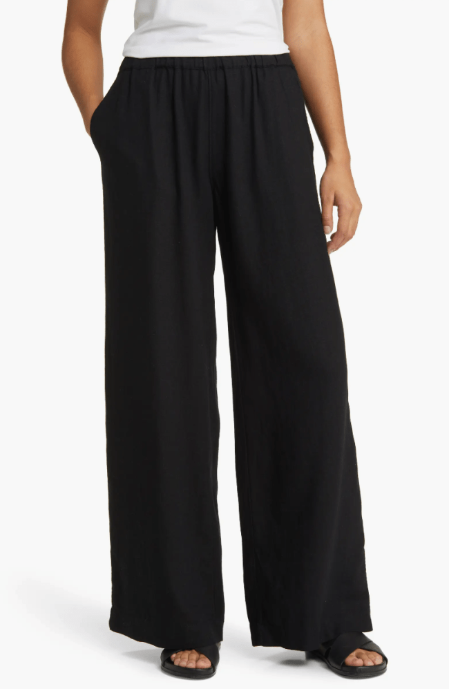 Caslon Wide Leg Pull-On Linen Blend Pants Nordstrom