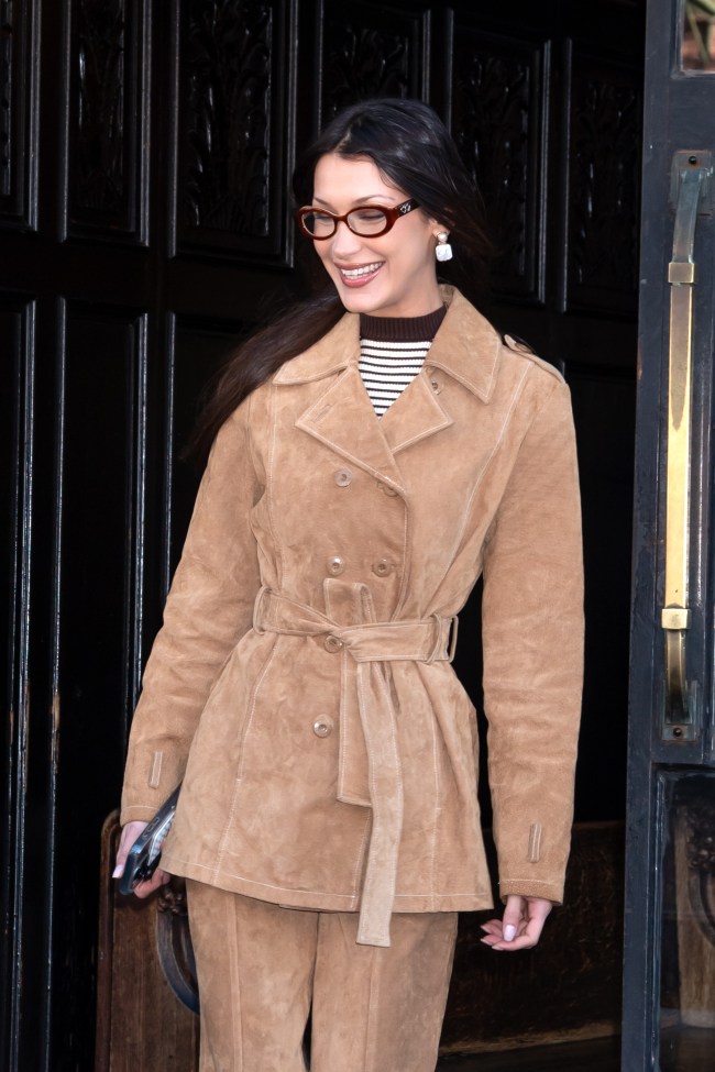 Bella Hadid is seen leaving her hotel on December 12, 2024 in New York, New York.