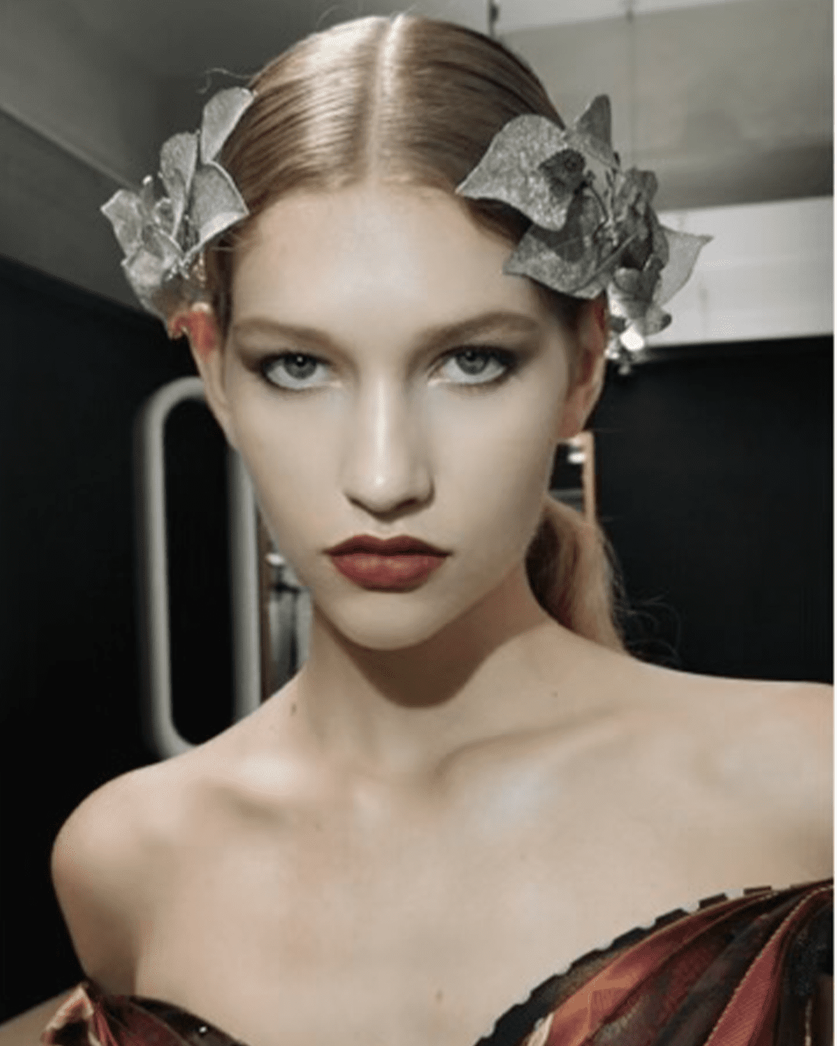 Model backstage at Jean Paul Gaultier show